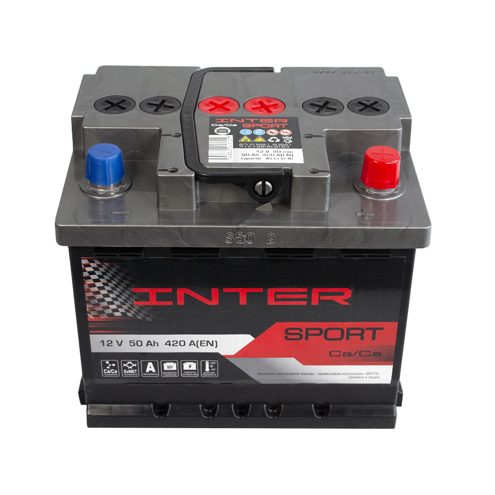 Автомобільний акумулятор INTER Sport 50Ah 420A R+ 4820219073895
