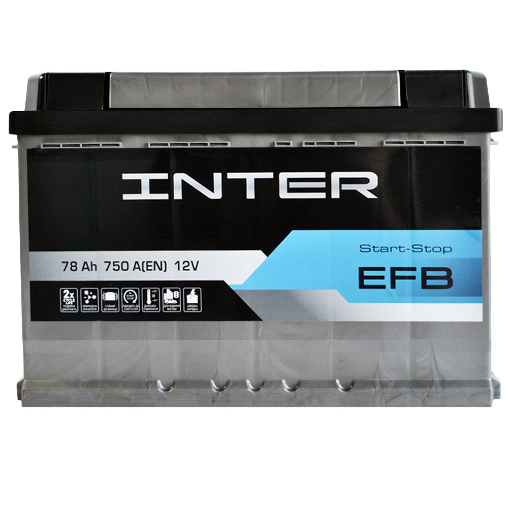 Автомобільний акумулятор INTER EFB 78Ah 750A Start-stop R+ 4820219073642