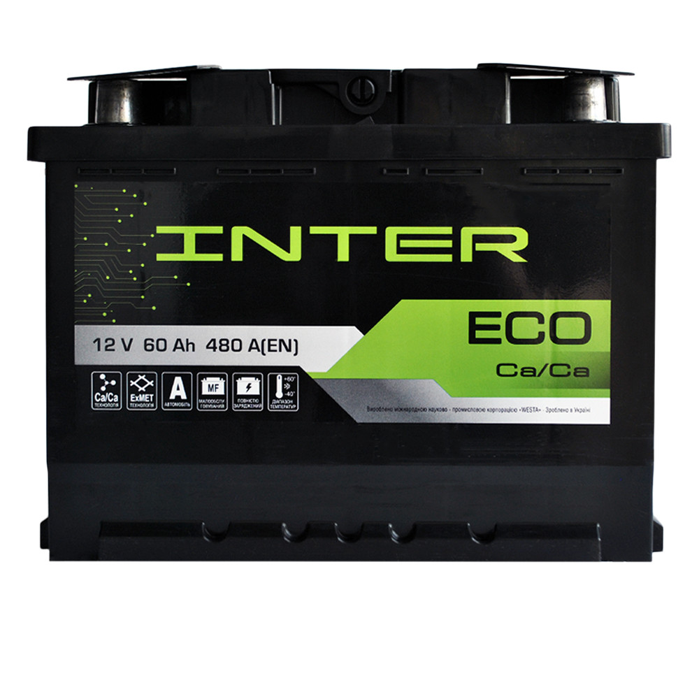 Автомобільний акумулятор INTER Eco 60Ah 480A L+ 4820219073536