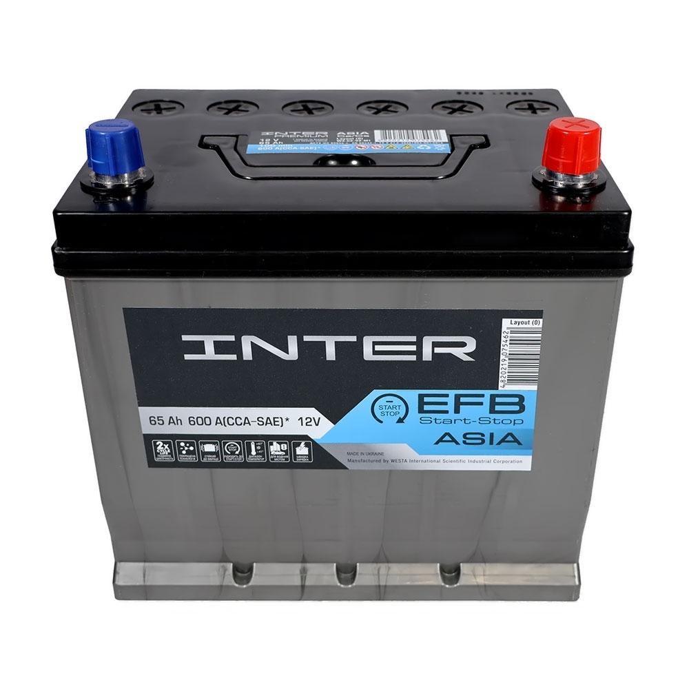 Автомобільний акумулятор INTER ASIA EFB 65Ah 600A Start-stop R+ 4820219075462