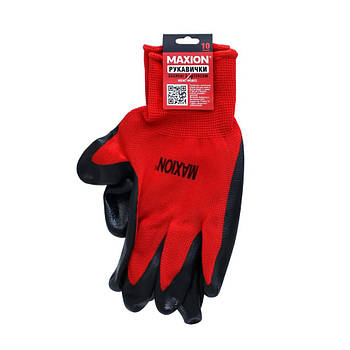 Рукавички безшовні MAXION MXAC-WG003 з покриттям нітрильним каучуком; поліестер. Розмір: 10