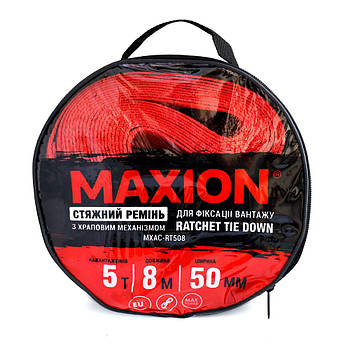 Стяжний ремінь з тріскачкою та двома гаками МXAC-RT508 ( 5т; 50mm*8m; червоний)