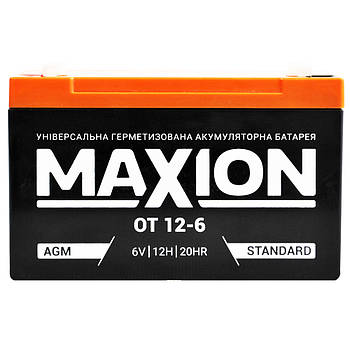 Акумулятор промисловий MAXION MXBP-OT6-12 (6V, 12А)