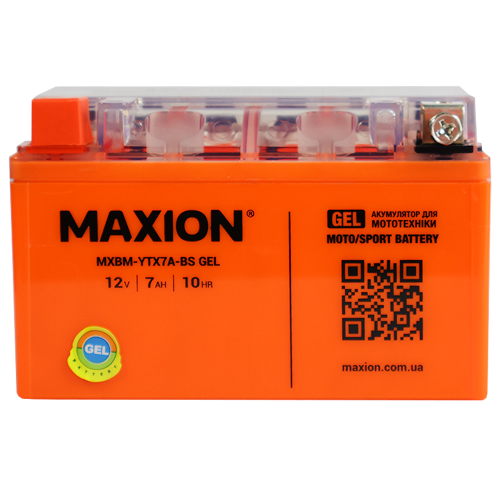 Мото акумулятор MAXION MXBM-YTX7A-BS GEL (12V, 7Ah, 90A, +/-)