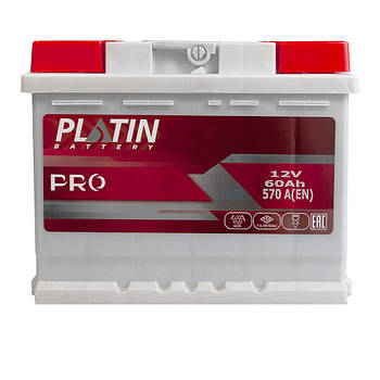 Автомобільний акумулятор PLATIN Pro MF 60Ah 570A L+ 5552355/5552482 MF