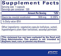 Ніацитол (Без флешніацину) 500 мг, Niacitol® (no-flush niacin) 500 mg, Pure Encapsulations, 120 капсул BX619, фото 3