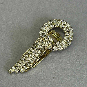 Шубна застібка-кліпса 6см, Ø 2,5см зі стразами - золото(#9508)