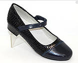 Сині лакові туфлі для дівчинки на підборах 32 33 36, фото 2