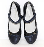 Сині лакові туфлі для дівчинки на підборах 32 33 36, фото 5