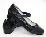 Сині лакові туфлі для дівчинки на підборах 32 33 36, фото 8