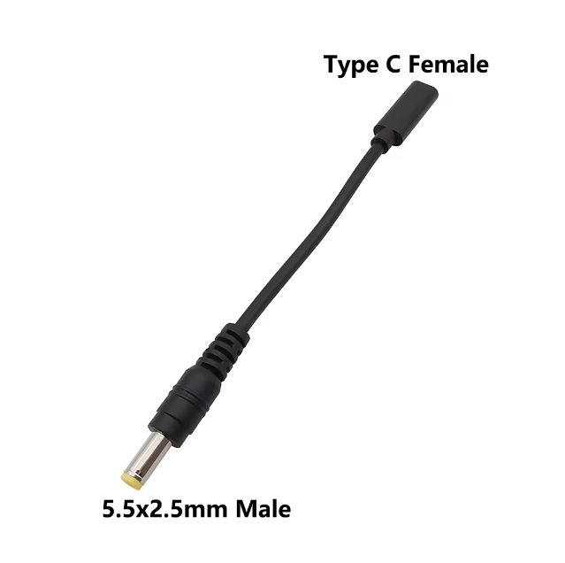 Кабель для заряджання ноутбука HP Type-c female to 5.5x2.5 male (Type-c-гніздо/5.5x2.5-штекер) PD100W, фото 1