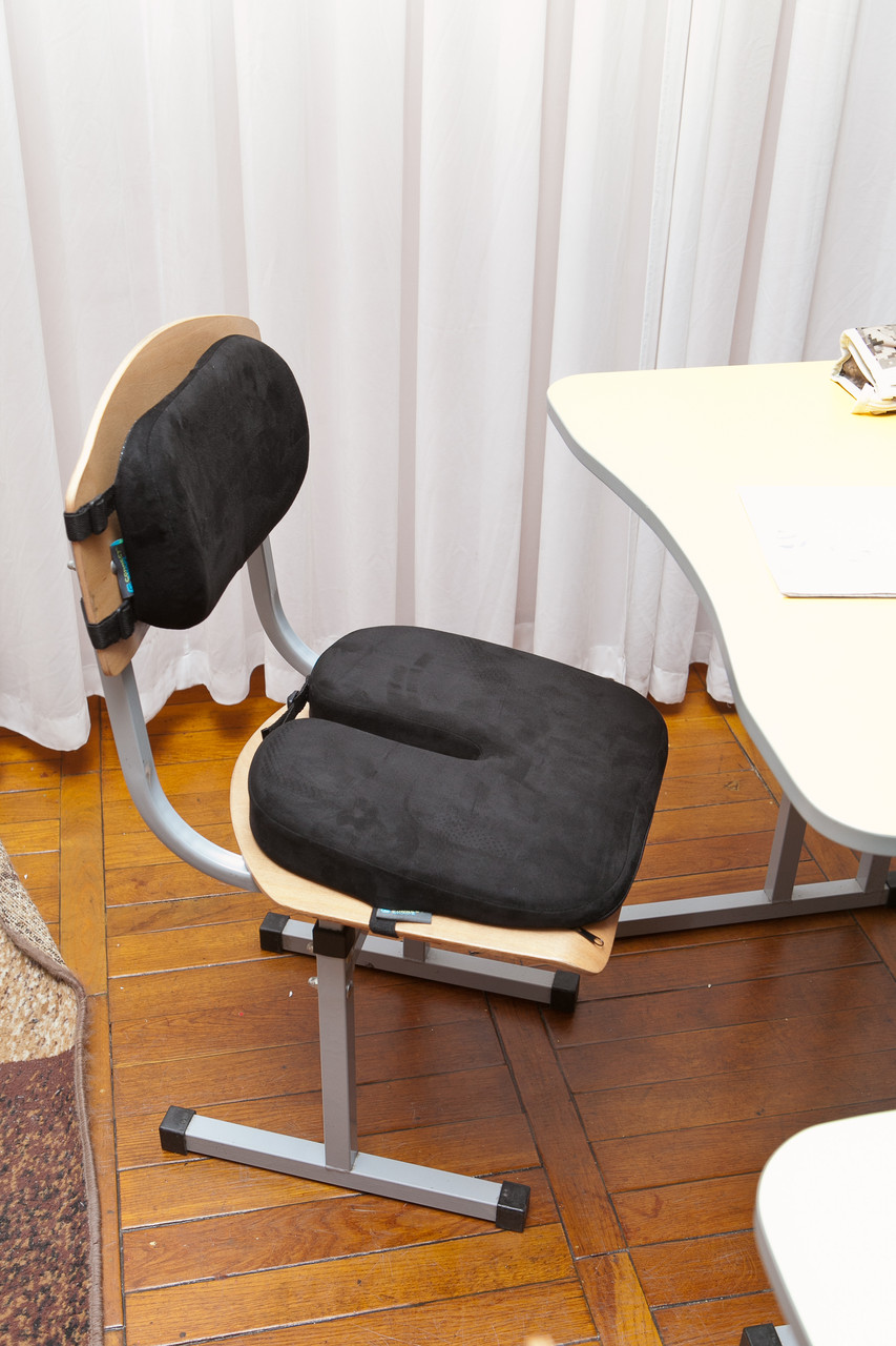 Комплект дитячих ортопедичних подушок для сидіння School Comfort, Correct Shape® (M1, M2) вік 5-10 років чорний