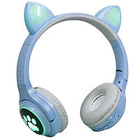 Bluetooth навушники CAT Ear XY-231 LED (Вушка)- блакитний