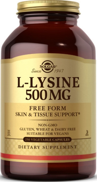 Амінокислота Л-Лізин Solgar L-Lysine Free Form 500 mg 250 капсул, фото 1