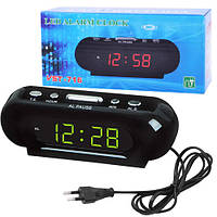 Годинник мережевий VST-716-2 зелені написи, 220V