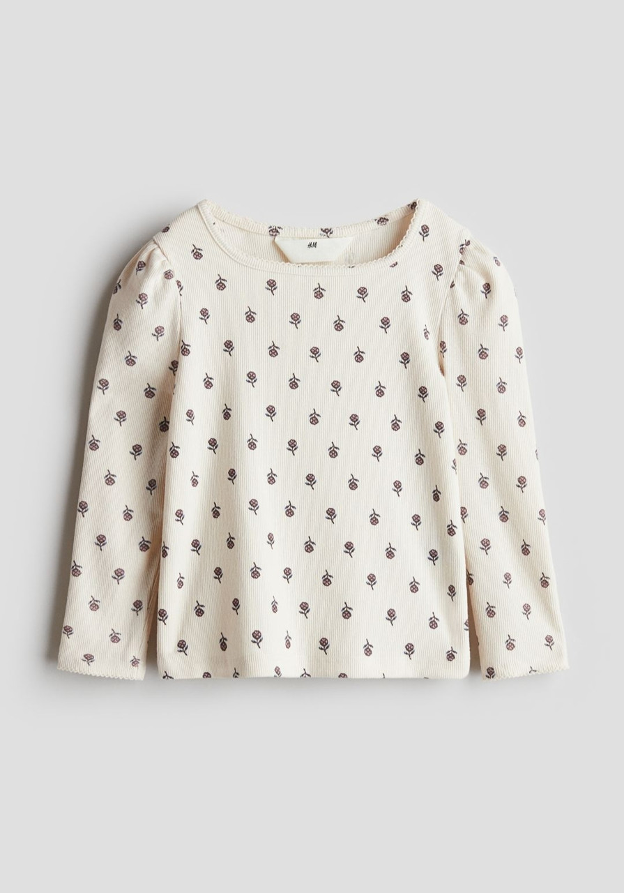 Реглан з оздобленням піко білий квітковий H&M 92, 98/104, 110/116, 122/128, 134/140см