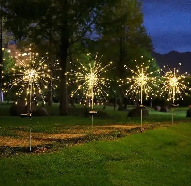Ліхтар садовий Феєрверк на сонячній батареї, 90 led, 8 режимів (2 шт. у комплекті)