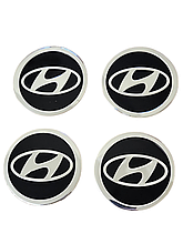 Наліпки на ковпачки, заглушки, наліпки на диски Hyundai, Хендай 60 мм чорні 4 шт