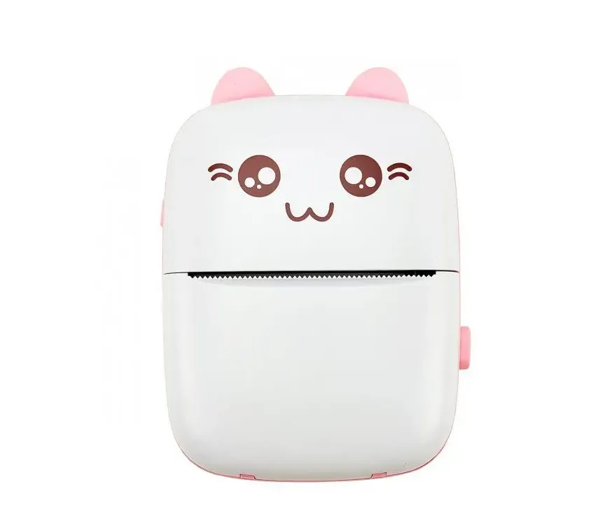 Мини принтер BLUETOOTH-ПРИНТЕР термо-принтер котик Розовый, фото 1