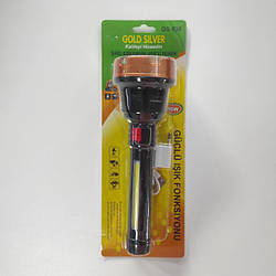 Ліхтар ручний акумуляторний 5 Вт, USB-заряджання, 3 режими + Бічна лампа, Gold Silver GS-835/ Потужний ліхтарик