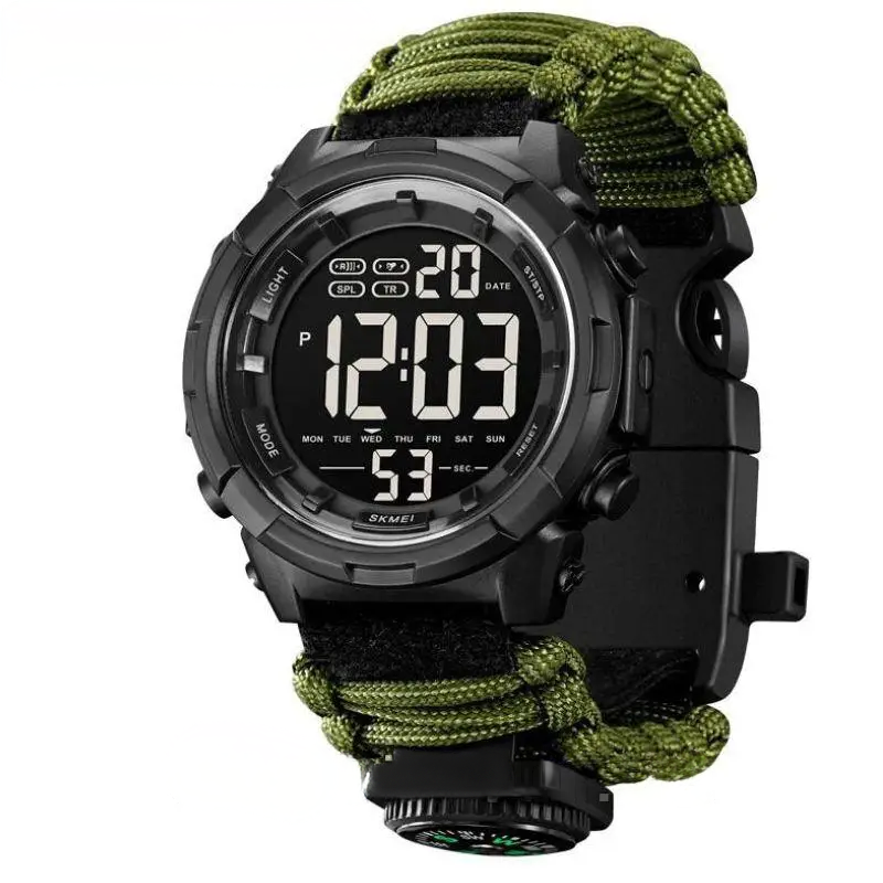 Тактичний годинник Skmei 1845. Паракордовий ремінець, водонепроникні. Олива, фото 1