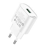 Адаптер мережевий Hoco C109A USB, QC, білий, фото 2