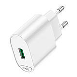 Адаптер мережевий Hoco C109A USB, QC, білий, фото 3