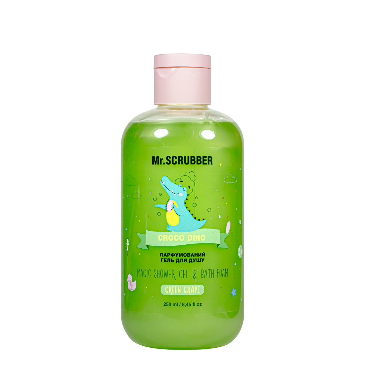 Гель для душу та піна для ванни 2 в 1 Mr. Scrubber Croco Dino Green Grape від 3 років 250 мл, фото 1