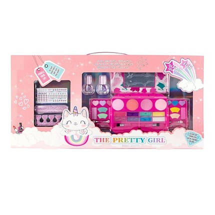 Косметика дитяча (лак для нігтів, пензлик, наклейки на нігті, пилка, палетка тіней, рум'янець) G266073-2610C, фото 1