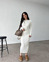 Платье теплое, ангора-рубчик 42-46 (3) Беж1366-236