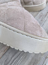 БІЖОВІ BEIGE Уги зі стьобаним верхом низькі на високій платформі еко ЗАМША жіночі з опухом, фото 2