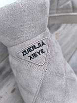 БІЖОВІ BEIGE Уги зі стьобаним верхом низькі на високій платформі еко ЗАМША жіночі з опухом, фото 4