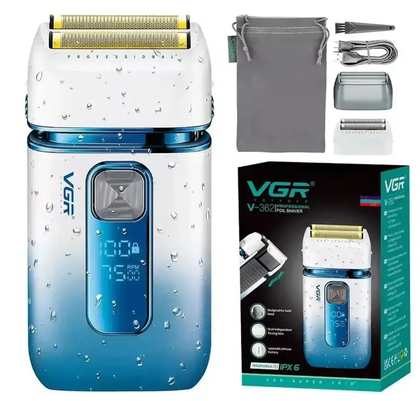 Машинка для стриження акумуляторна VGR V-362 9559, біло-синя, фото 1