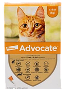 Адвокат для котів до 4 кг Advocate краплі від бліх, кліщів і глистів, 3 піпетки