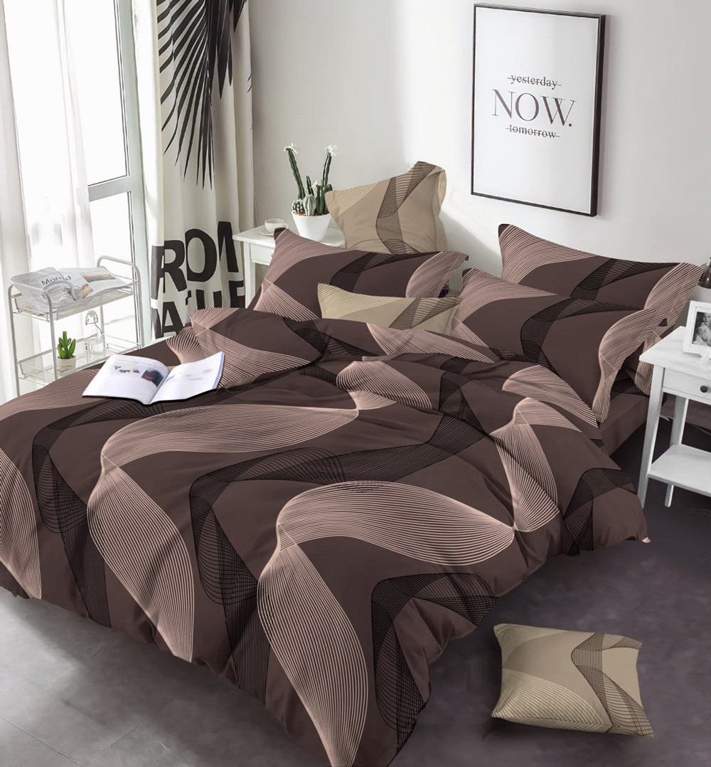 Тканина для постільної білизни Бязь "Gold" Lux GL17000brown (50м) абстракція коричнева
