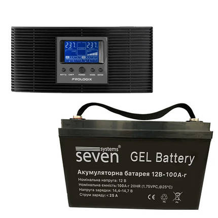 Комплект резервного живлення Prologix 600 (PLP600XL) з АКБ SEVEN Gel 12V/100Ah, фото 1