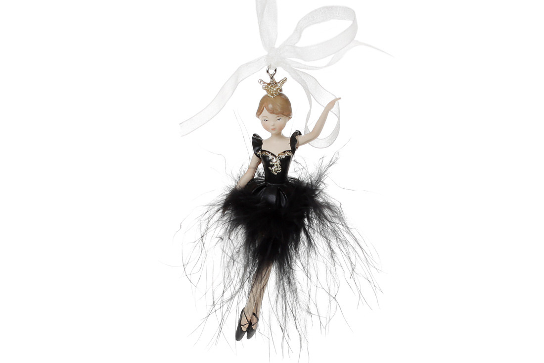Ялинкова іграшка Балерина в чорному платті 11.5см, фото 1