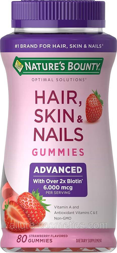 Жувальні мультивітаміни для волосся шкіри і нігтей Nature's Bounty Optimal Solutions Advanced x2 Biotin 80шт