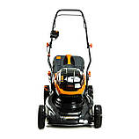 Газонокосарка акум. BLM42, 2*18В, ширина захвату 42см, висота скош. 25-75мм, травозбірник 45л, несамохідна,, фото 3