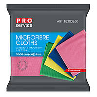 Серветки з мікрофібри для скла 4шт/уп 30*30см Pro "PURE GLASS" мікс кольорів 28шт/ящ