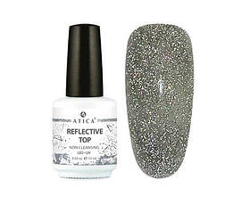 Топ для нігтів світловідбиваючий Atica Reflective Top срібний, 15 мл