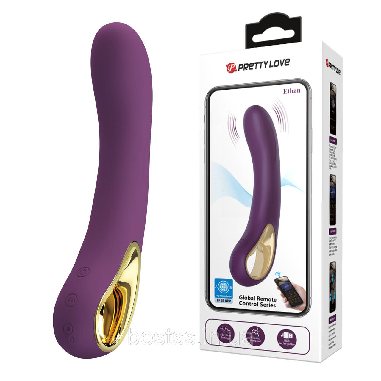Вібратор з 12 режимами вібрації та управління через додаток Pretty Love Ethan Vibrator Purple