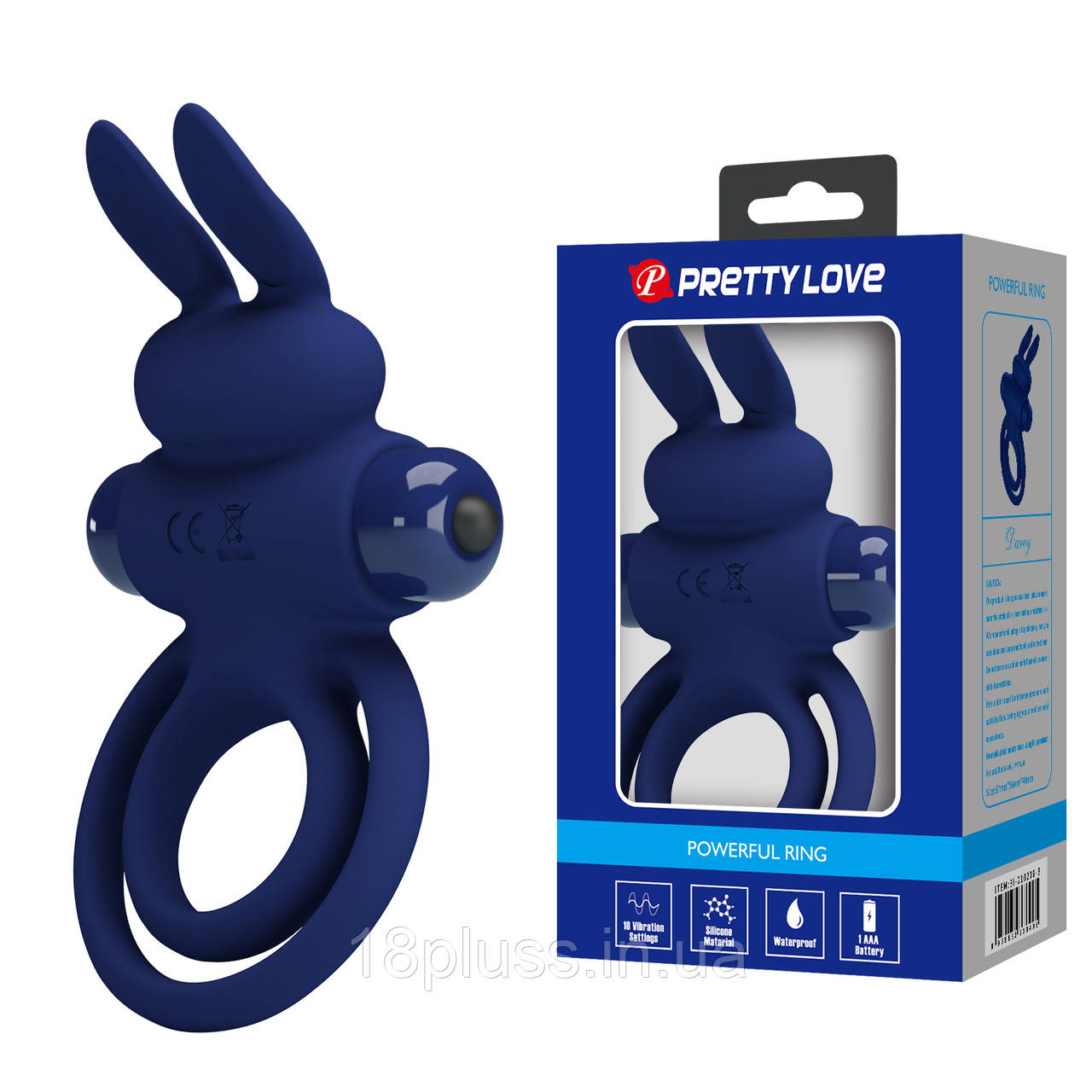 Ерекційне кільце з 10 режимами вібрації Pretty Love Vibrant Penis Ring III Blue — вібрації для двох, фото 1