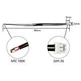Термістор NTC 100K для 3D-принтерів Elegoo Neptune 4 Plus/ Max, Корпус скло (крапля) D1.3mm L3mm, Дроти L90mm GH1.25-2pin, фото 3