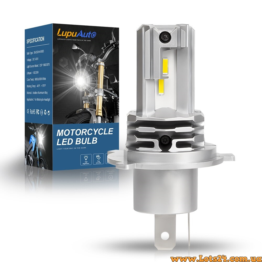 Мото лампа H4 4 LED 6500K мотолампи світлодіодні лампи мото лед лампи мото лампа led світлодіодна на скутер мотоцикл байк