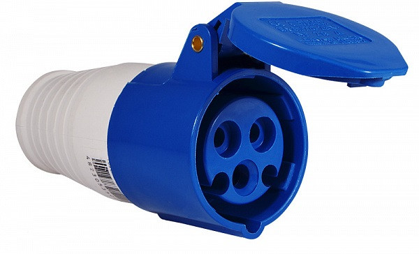 Розетка (гніздо) силова переносна із заземленням 16А/3 (2Р+РЕ) 220B IP44 LOGA, фото 1