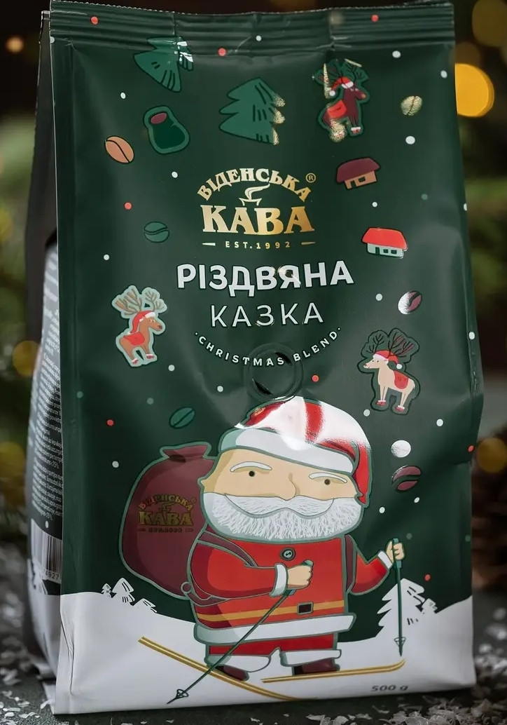 Кава в зернах Віденська Кава РІЗДВЯНА КАЗКА Christmas Blend 500г, смачна 100% арабіка