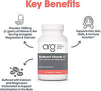 Allergy Research Buffered Vitamin C Calcium Magnesium / буферизований вітамін C з кальцієм і магнієм 120 капсул BX138, фото 3