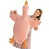 М'яка іграшка плюшевий гусак обіймайся 50 см Рожевий, іграшка подушка великий гусак-антистрес, фото 3