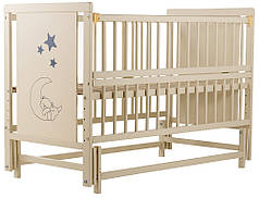 Ліжко Babyroom Ведмедик M-02 маятник, відкидний бік бук слонова кістка